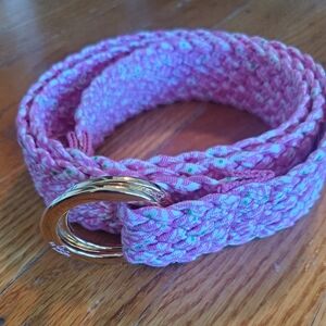 Lilly Pulitzer Pink Braided Belt with Gold Rings